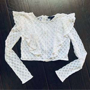 🌟 Forever 21 White See-Through Lace Dressy Crop Top